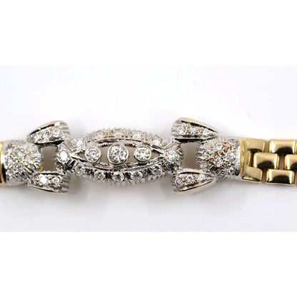 14K Two Tone Gold Diamond Custom Link Bracelet