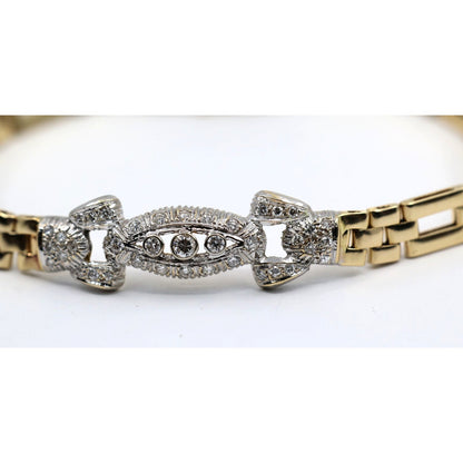 14K Two Tone Gold Diamond Custom Link Bracelet