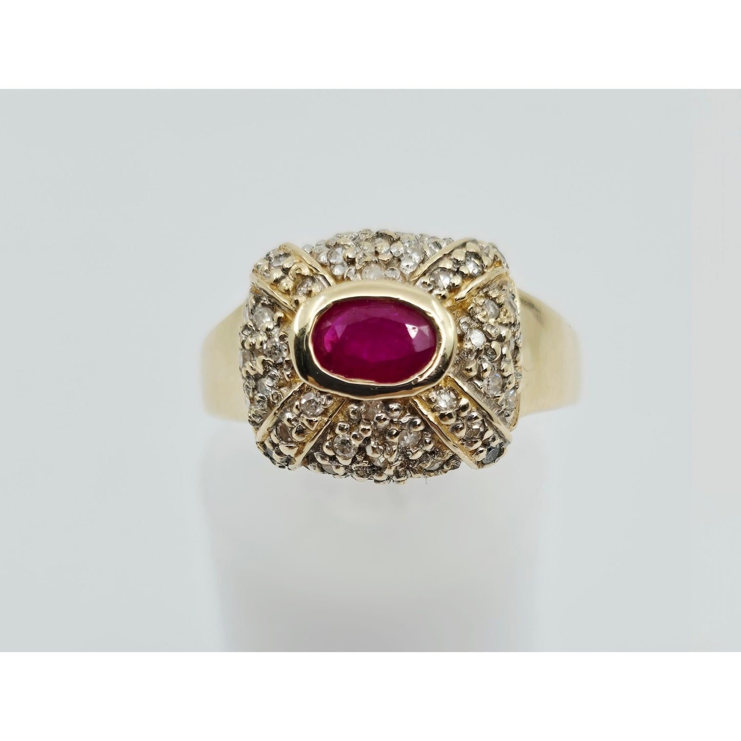 14K Yellow Gold Ruby & Diamond Ring