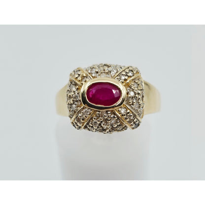 14K Yellow Gold Ruby & Diamond Ring