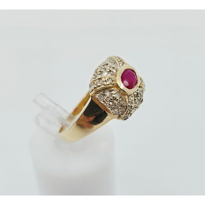 14K Yellow Gold Ruby & Diamond Ring
