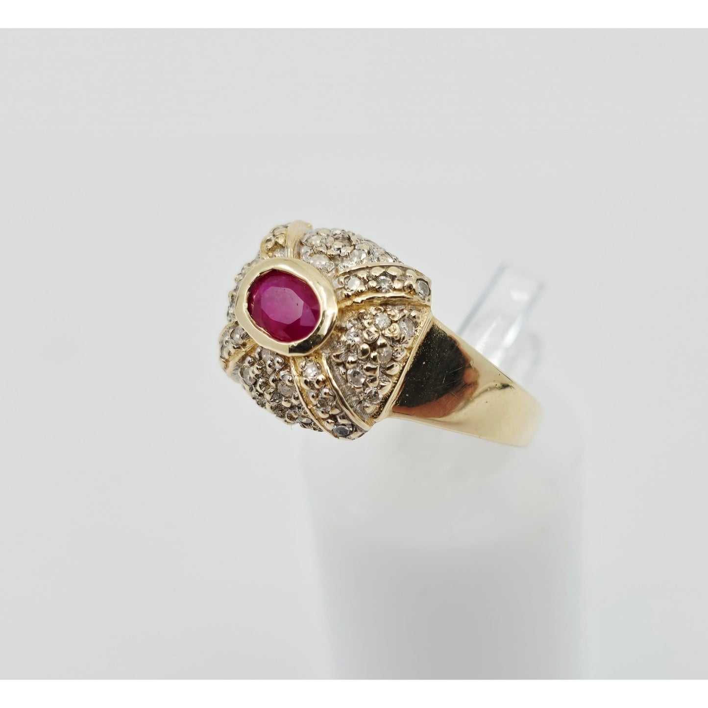 14K Yellow Gold Ruby & Diamond Ring