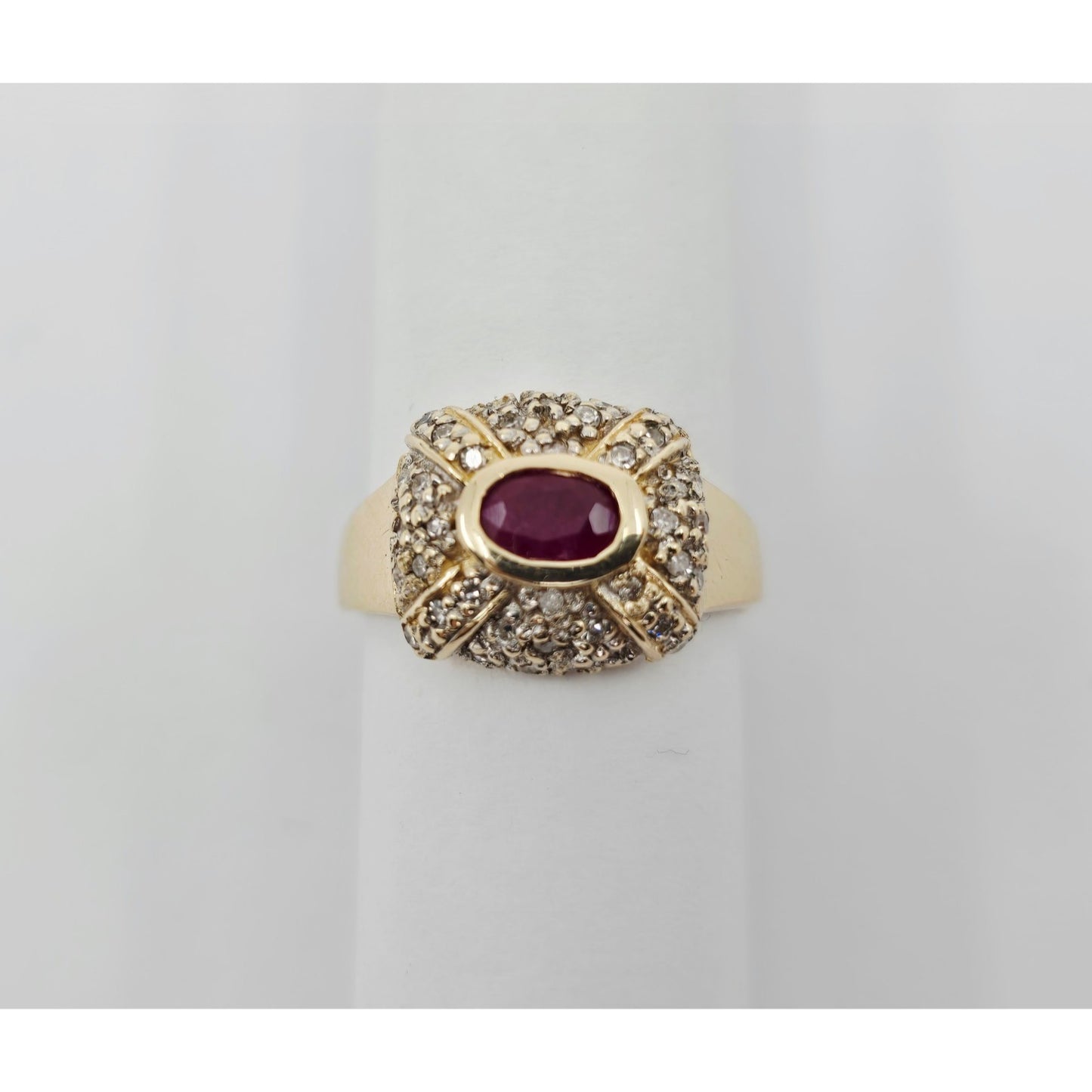 14K Yellow Gold Ruby & Diamond Ring
