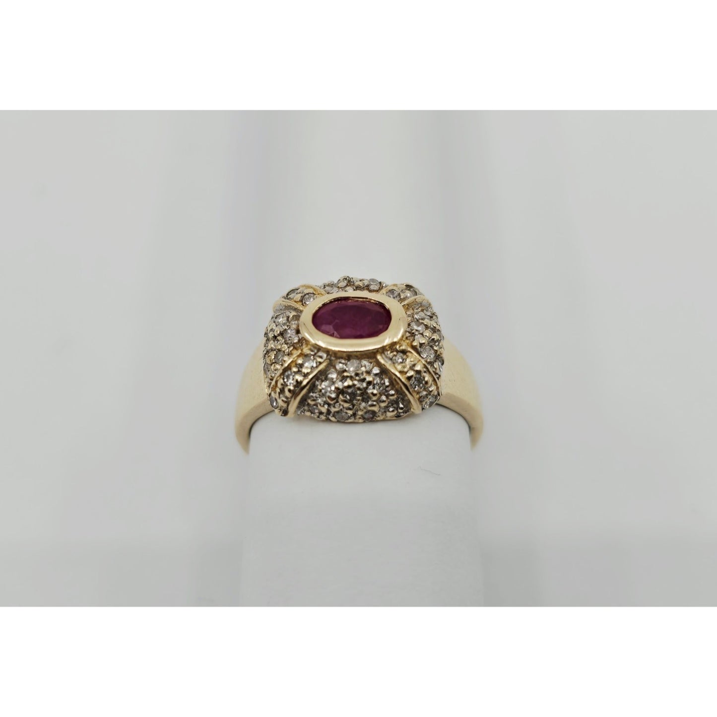 14K Yellow Gold Ruby & Diamond Ring
