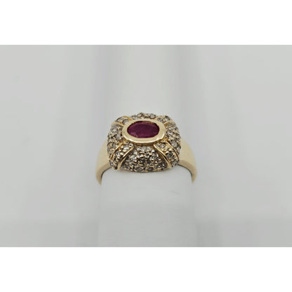 14K Yellow Gold Ruby & Diamond Ring