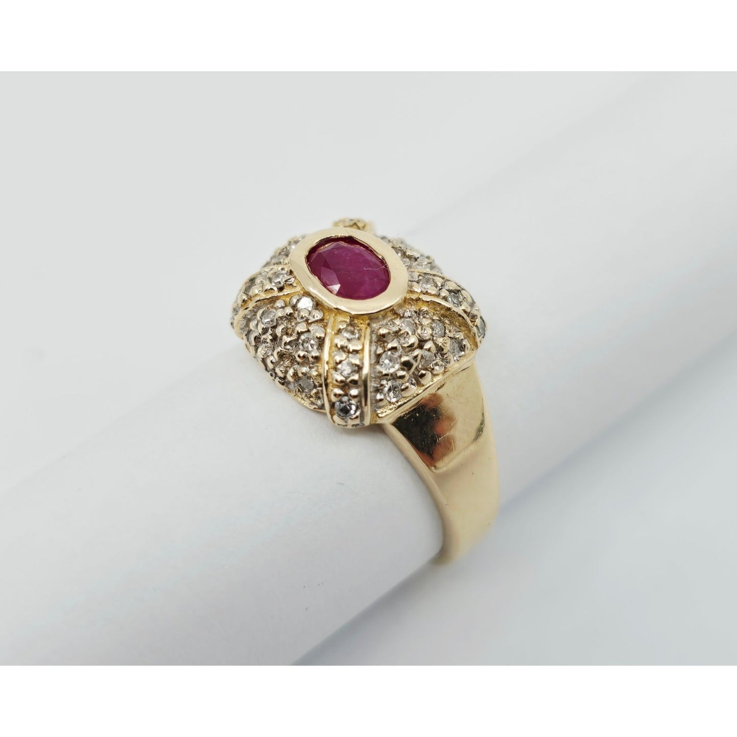 14K Yellow Gold Ruby & Diamond Ring