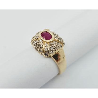 14K Yellow Gold Ruby & Diamond Ring