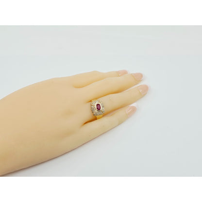 14K Yellow Gold Ruby & Diamond Ring