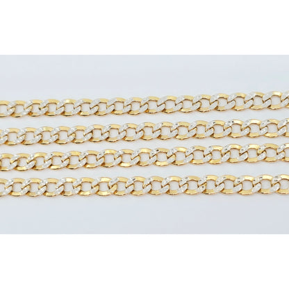 14K Two Tone Gold Diamond Cut Curb Link Chain Necklace