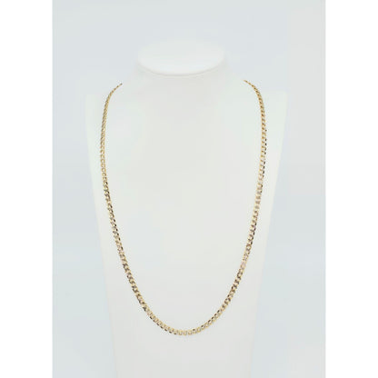 14K Two Tone Gold Diamond Cut Curb Link Chain Necklace