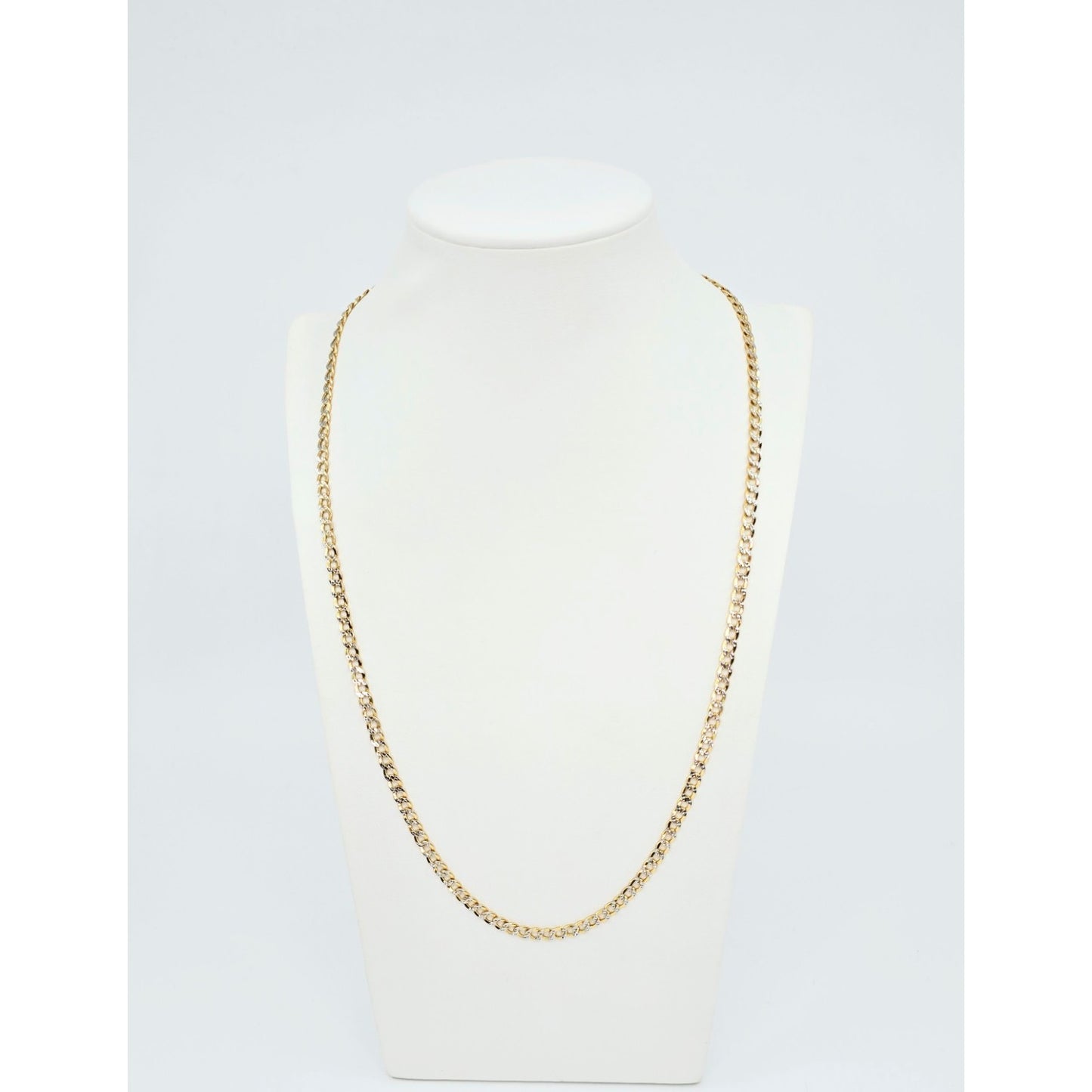14K Two Tone Gold Diamond Cut Curb Link Chain Necklace