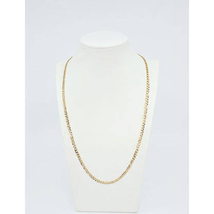 14K Two Tone Gold Diamond Cut Curb Link Chain Necklace