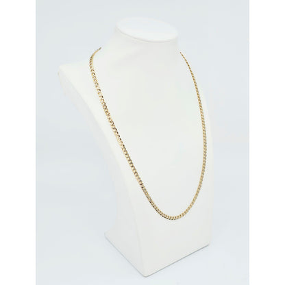 14K Two Tone Gold Diamond Cut Curb Link Chain Necklace