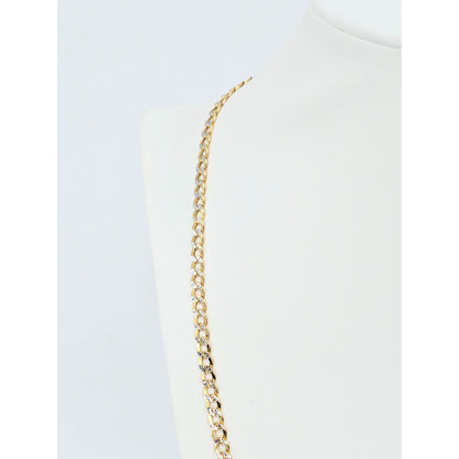 14K Two Tone Gold Diamond Cut Curb Link Chain Necklace