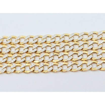 14K Two Tone Gold Diamond Cut Curb Link Chain Necklace