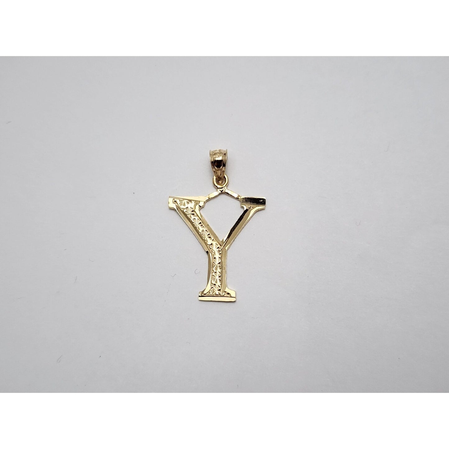 14K Yellow Gold Initial Letter " Y " Charm Pendant