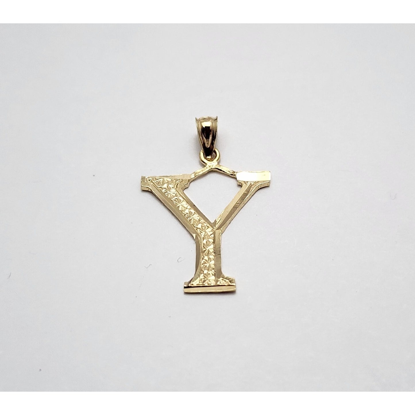 14K Yellow Gold Initial Letter " Y " Charm Pendant