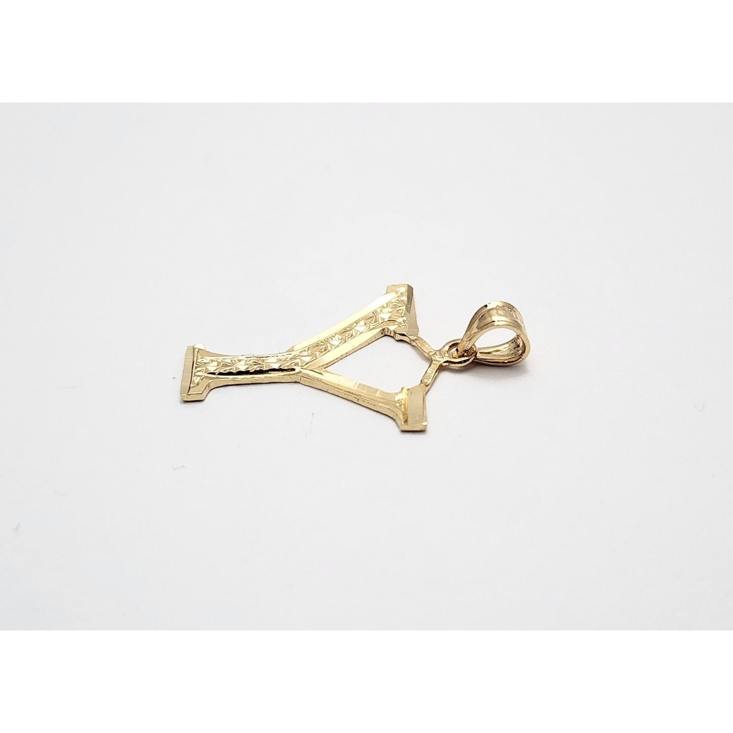 14K Yellow Gold Initial Letter " Y " Charm Pendant