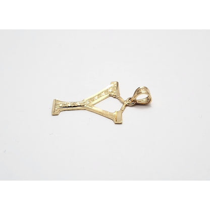 14K Yellow Gold Initial Letter " Y " Charm Pendant