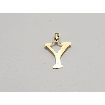 14K Yellow Gold Initial Letter " Y " Charm Pendant