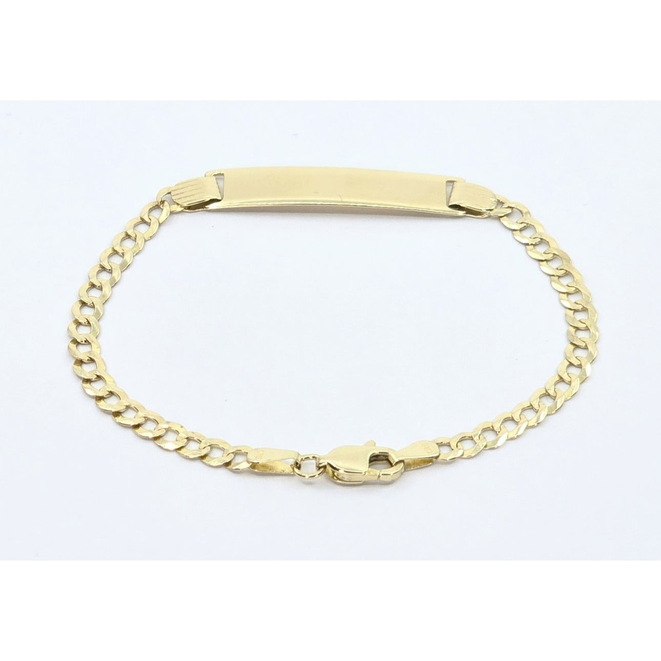 14K Yellow Gold Cuban Link ID Bracelet