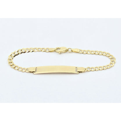 14K Yellow Gold Cuban Link ID Bracelet