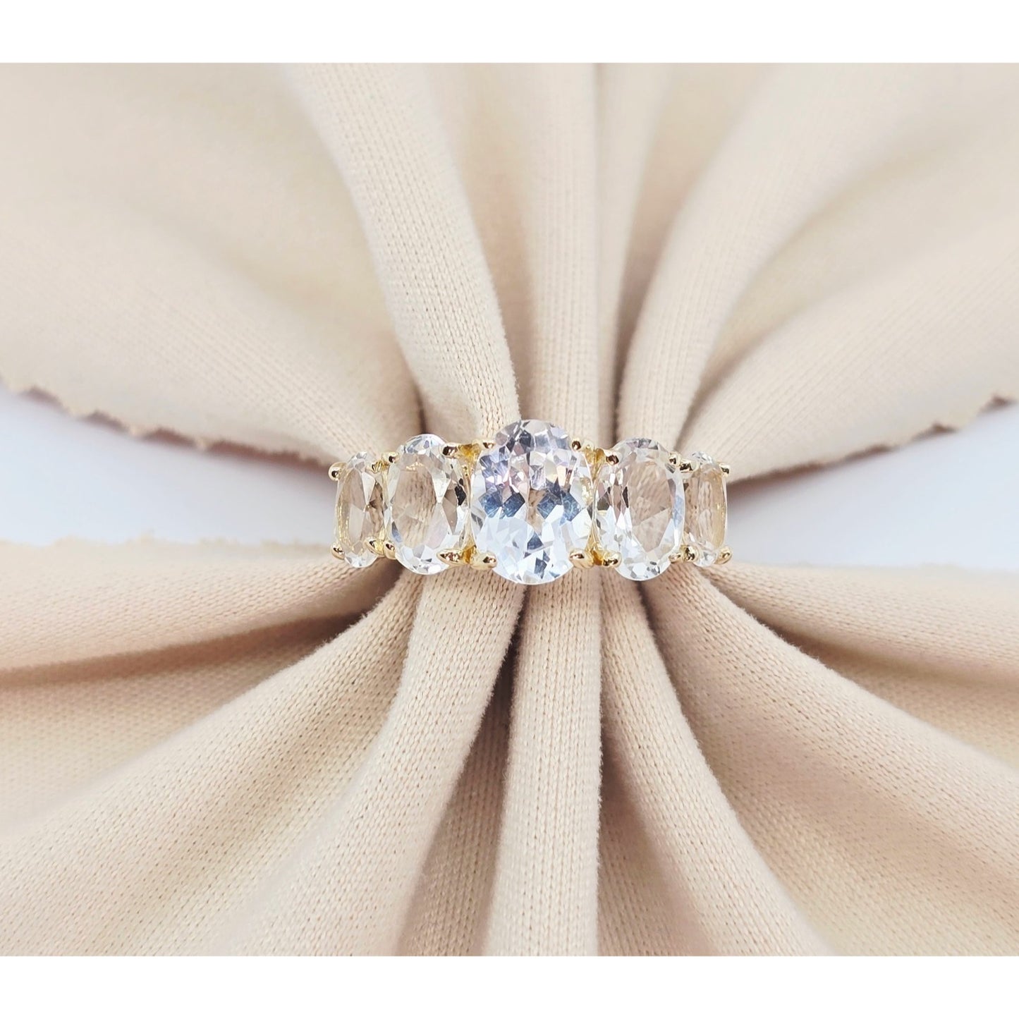 10K Yellow Gold 5 Stone CZ Ladies Ring