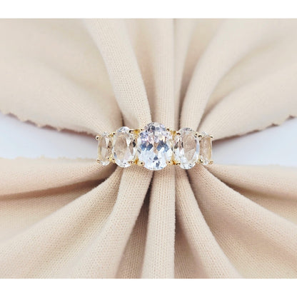 10K Yellow Gold 5 Stone CZ Ladies Ring