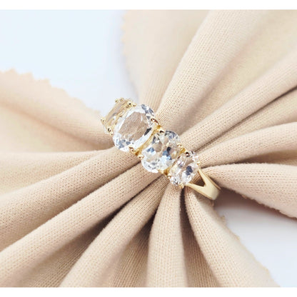 10K Yellow Gold 5 Stone CZ Ladies Ring