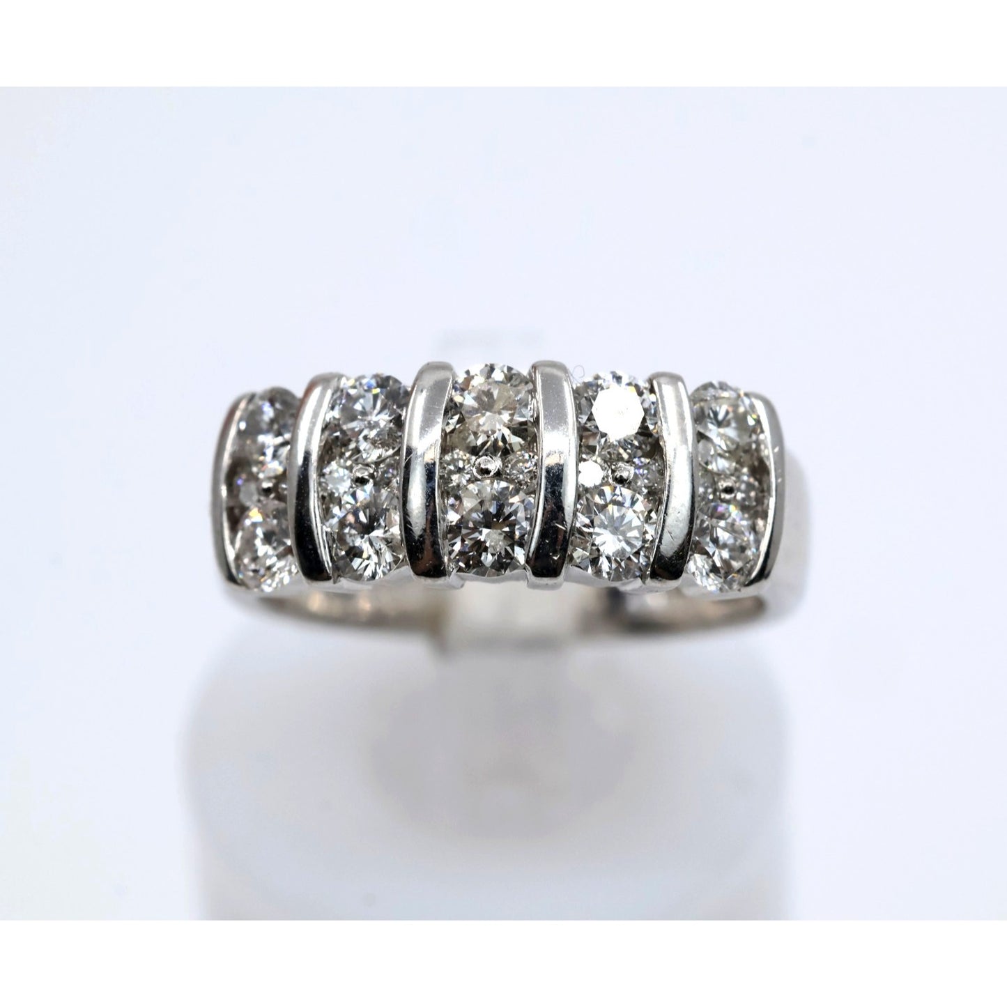 14K White Gold Round Cut Diamond Cluster Ring