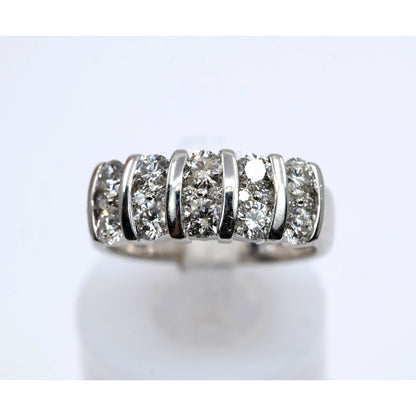 14K White Gold Round Cut Diamond Cluster Ring
