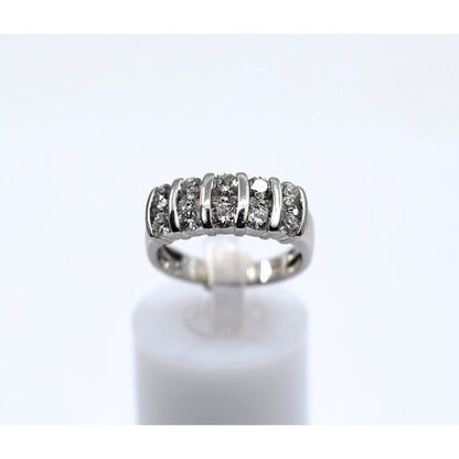 14K White Gold Round Cut Diamond Cluster Ring