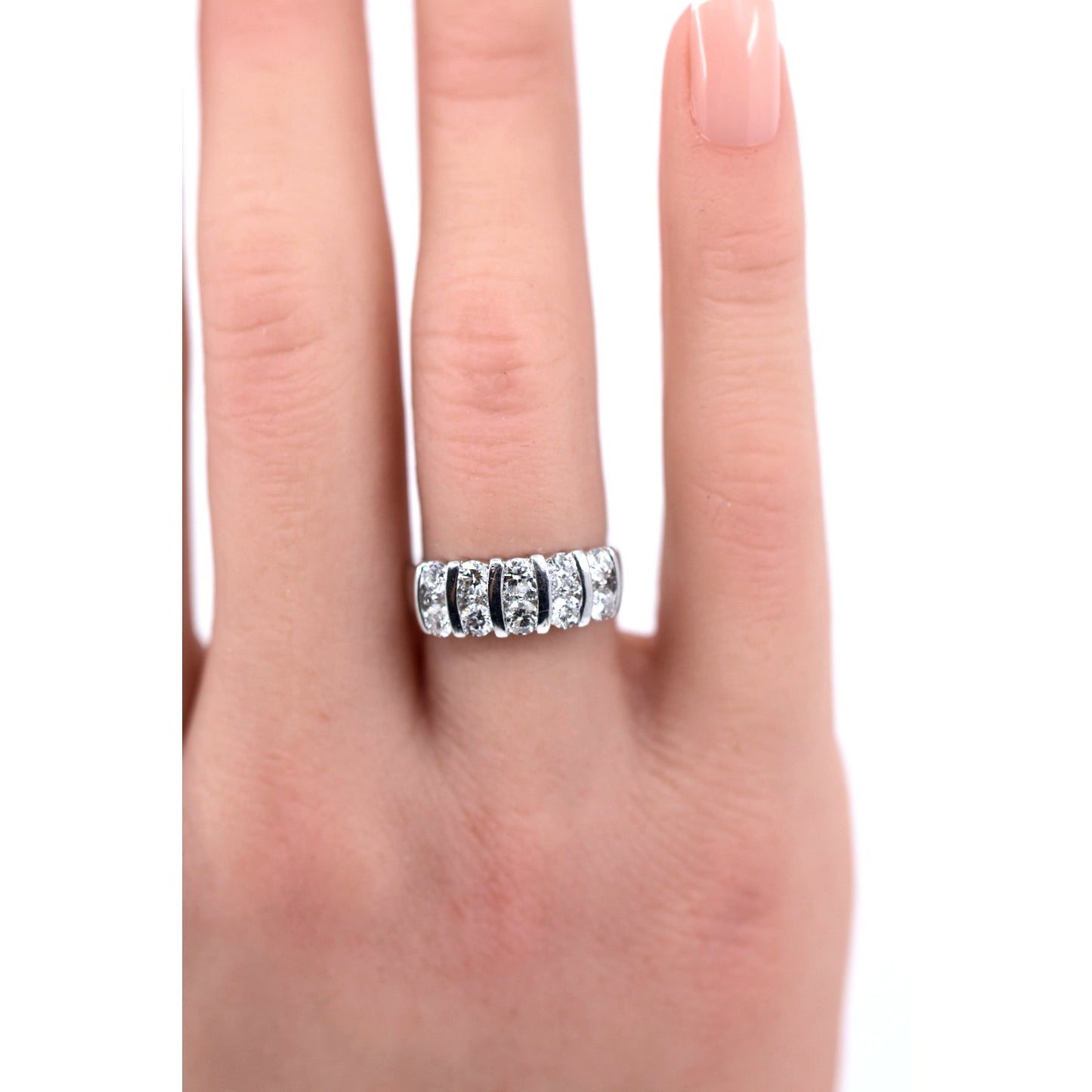 14K White Gold Round Cut Diamond Cluster Ring