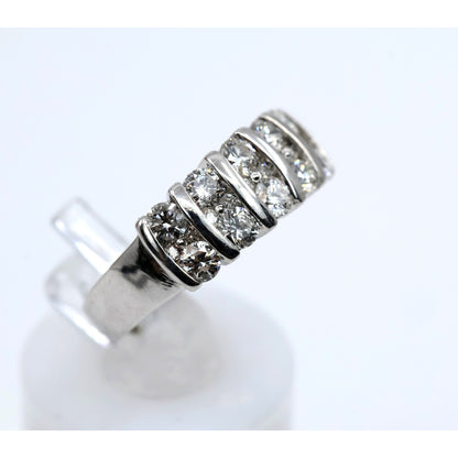 14K White Gold Round Cut Diamond Cluster Ring