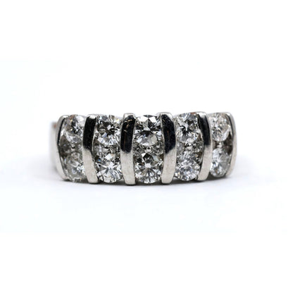 14K White Gold Round Cut Diamond Cluster Ring