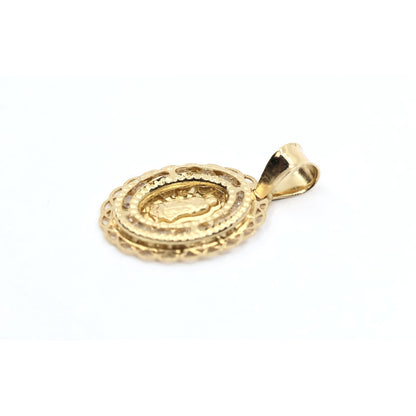 Tiny 14K Yellow Gold Saint Mary Oval CZ Charm Pendant