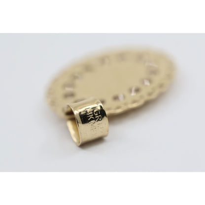 Tiny 14K Yellow Gold Saint Mary Oval CZ Charm Pendant