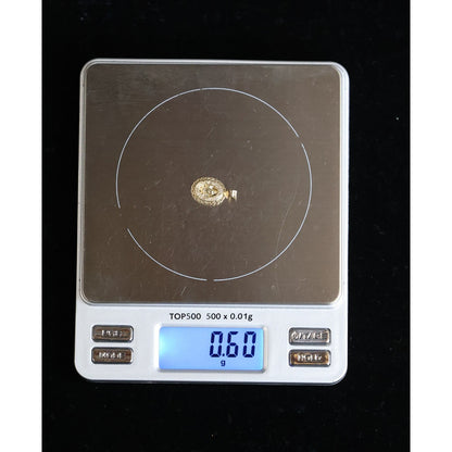 Tiny 14K Yellow Gold Saint Mary Oval CZ Charm Pendant