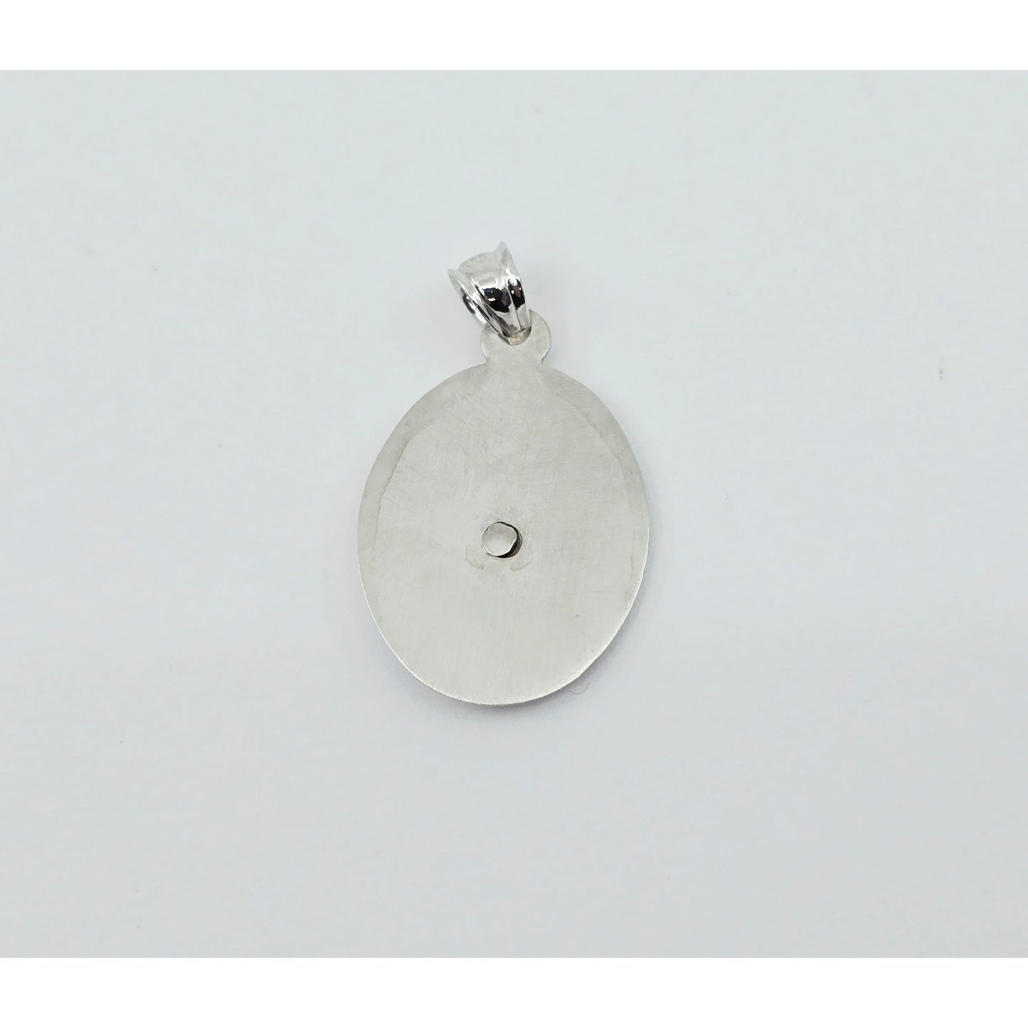 14K White Gold Oval Saint Mary Charm Pendant
