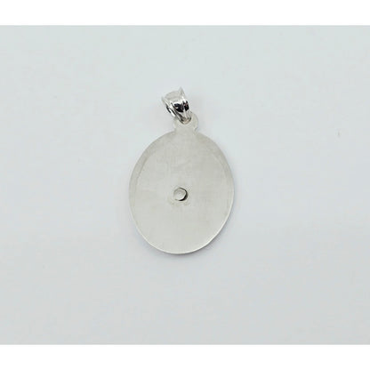 14K White Gold Oval Saint Mary Charm Pendant