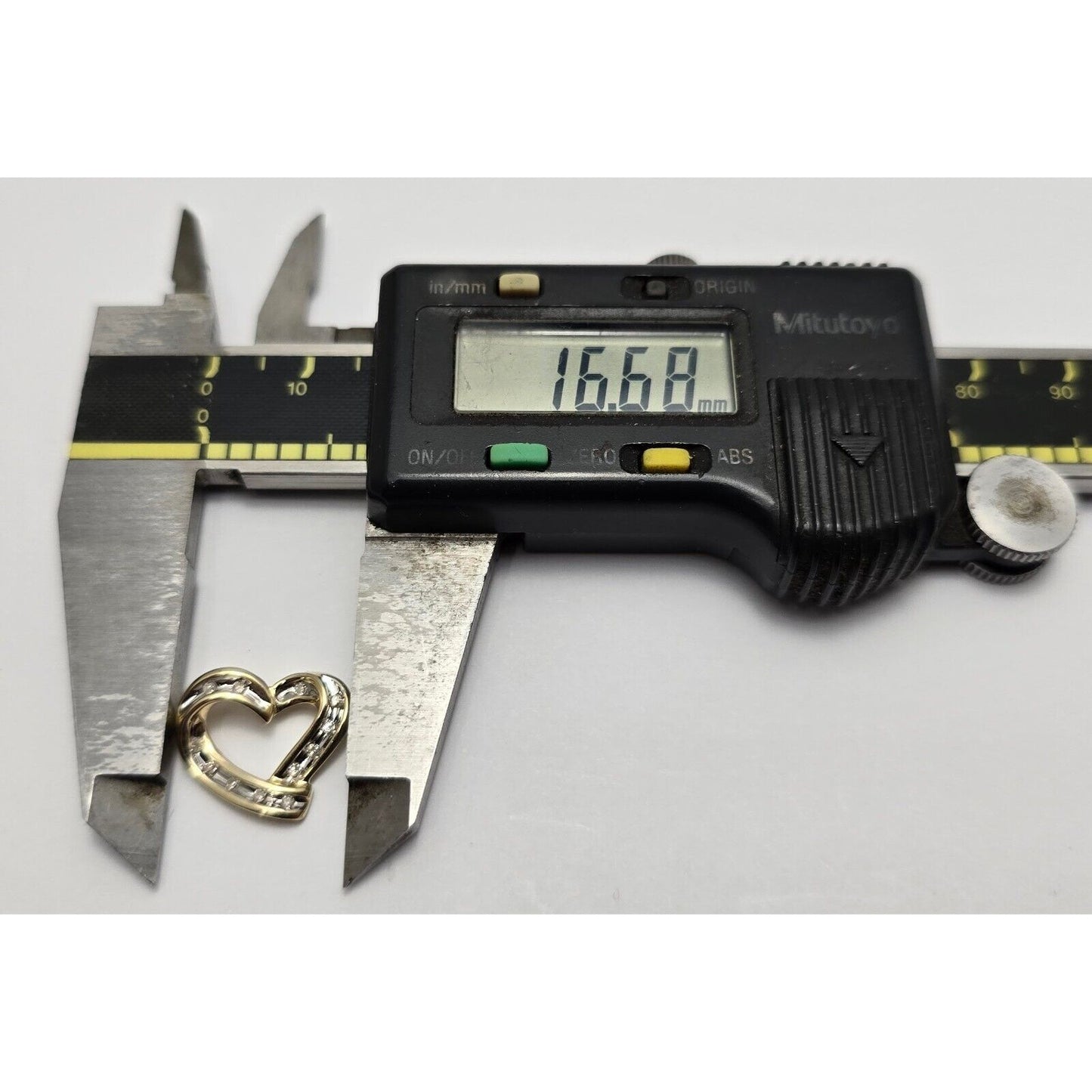 10K Two Tone Gold Diamond Open Heart Charm Pendant