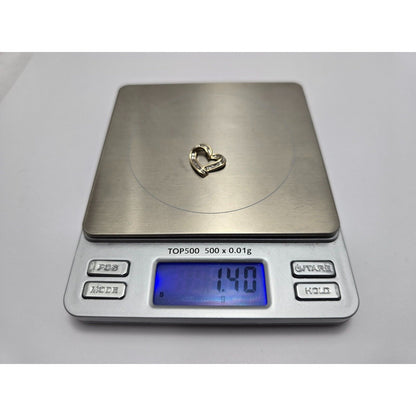 10K Two Tone Gold Diamond Open Heart Charm Pendant