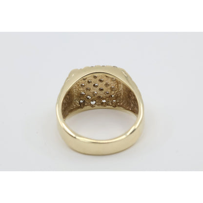 13K Yellow Gold Nugget Style Statement Signet Diamond Ring