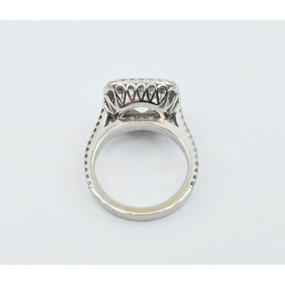 14K White Gold Lab Grown Cushion Diamond Engagement Double Halo Ring 3.40ct IGI