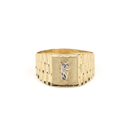 14K Yellow Gold Diamond Cut Saint Jude Ring