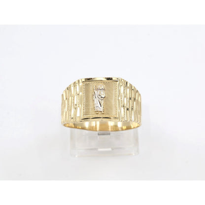 14K Yellow Gold Diamond Cut Saint Jude Ring