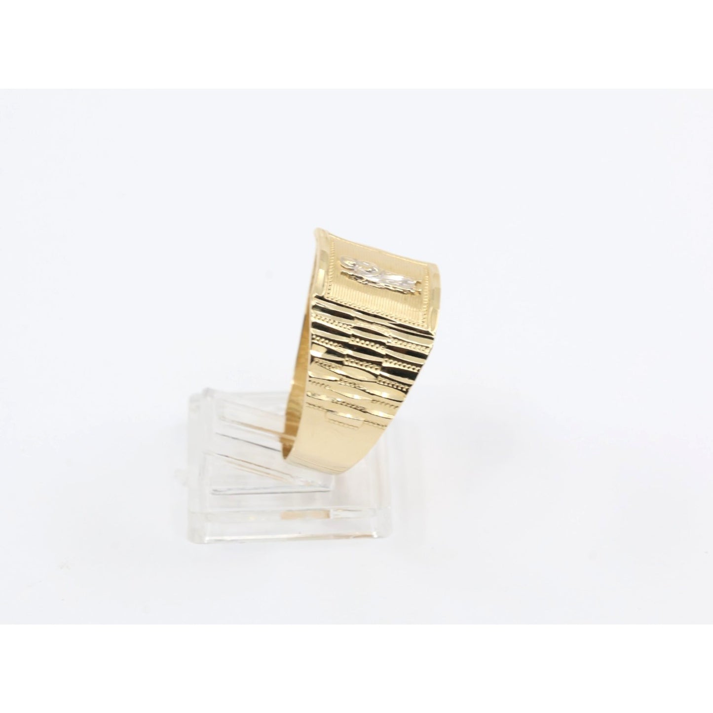 14K Yellow Gold Diamond Cut Saint Jude Ring