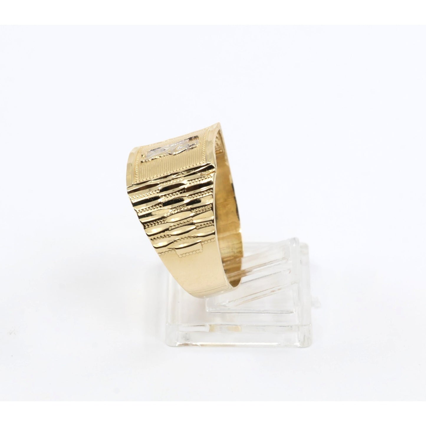 14K Yellow Gold Diamond Cut Saint Jude Ring