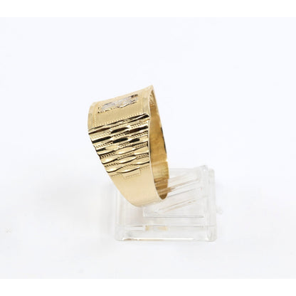 14K Yellow Gold Diamond Cut Saint Jude Ring