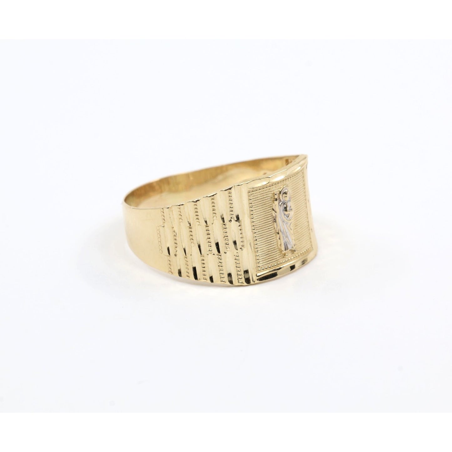 14K Yellow Gold Diamond Cut Saint Jude Ring